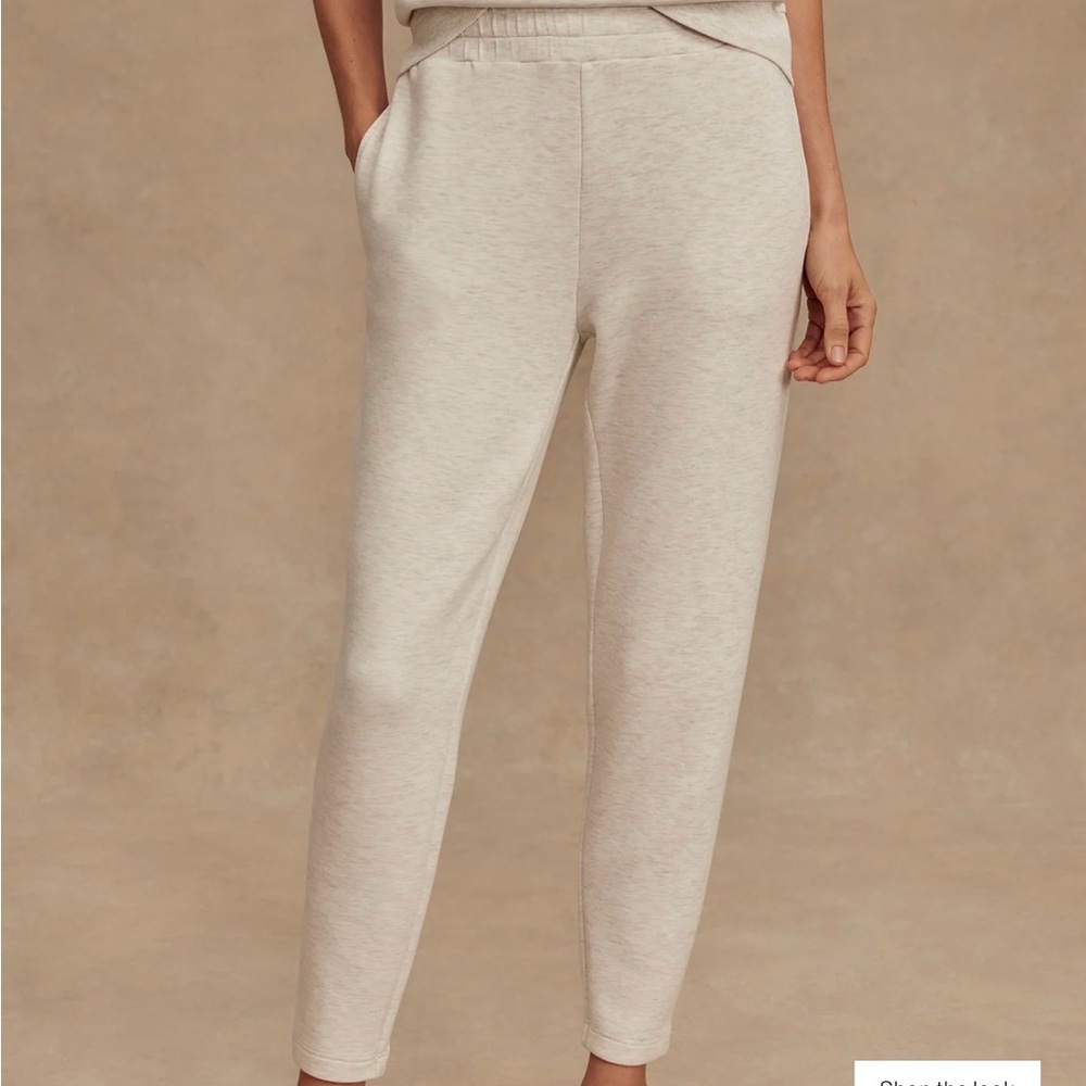 Varley Slim Zip Hem Pants in Ivory Marl Sz XL